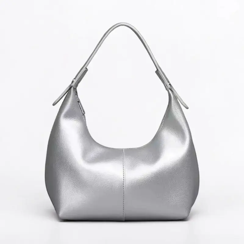 Sac Hobo Argenté en simili cuir premium