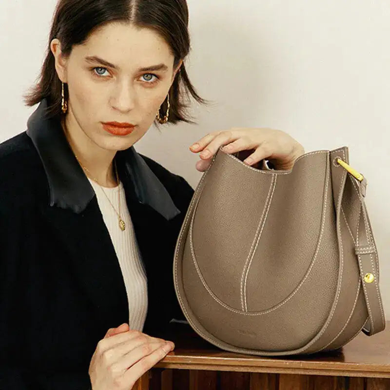 Sac Hobo Cuir Femme, Porté Épaule et Crossbody – Image 3