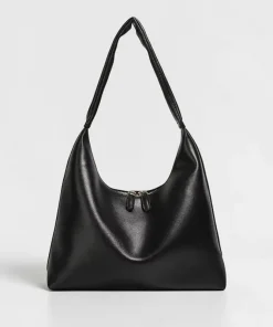 Sac Hobo Minimaliste en simili cuir noir