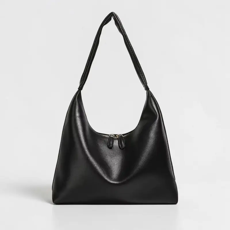 Sac Hobo Minimaliste en simili cuir noir
