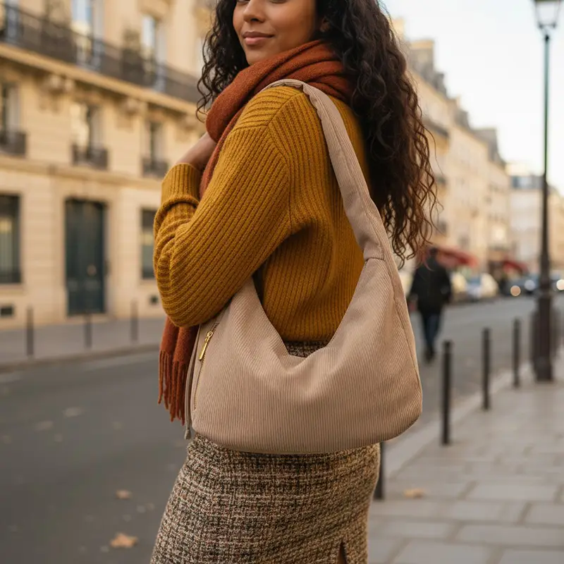 Sac Hobo Velours Côtelé – Image 3