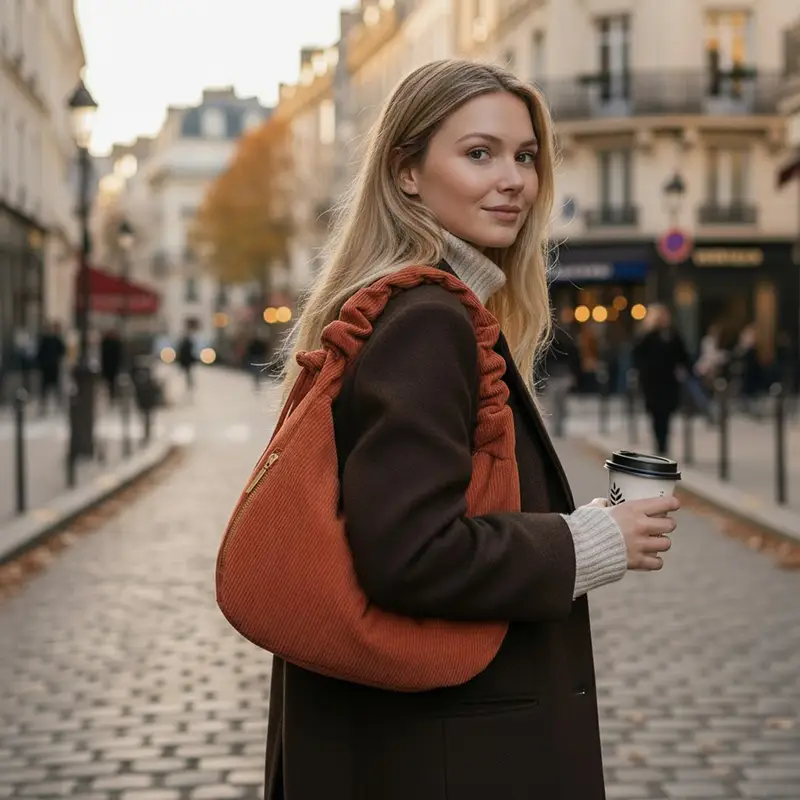 Sac Hobo Velours Côtelé – Image 2