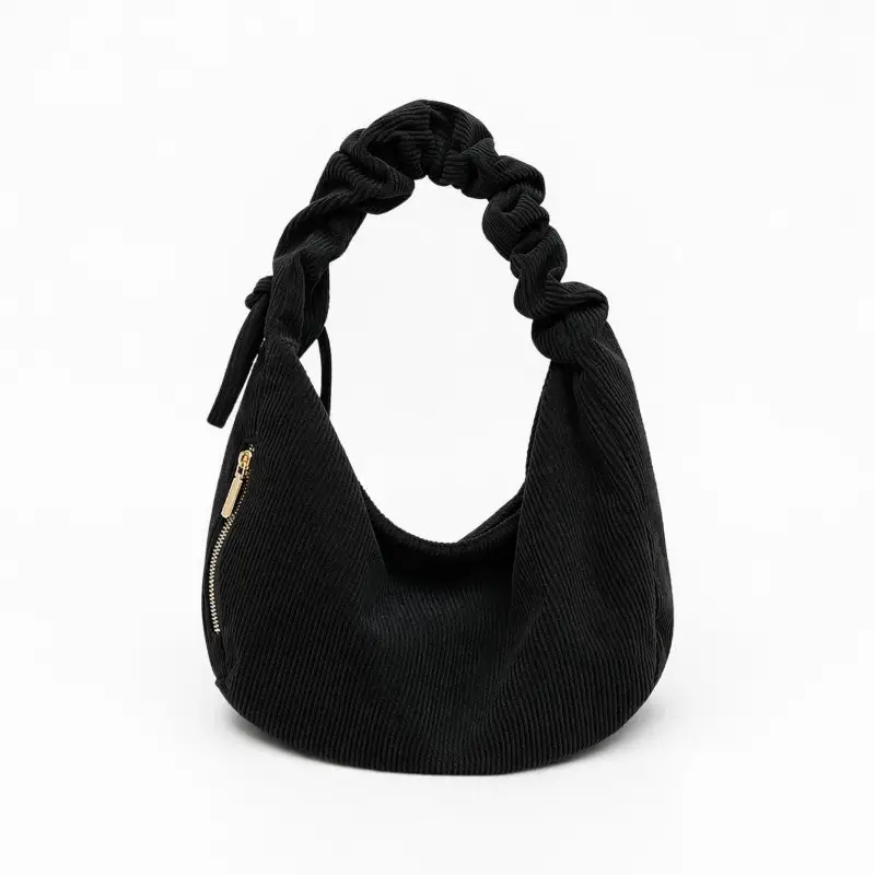 Hobo Velours Côtelé Noir