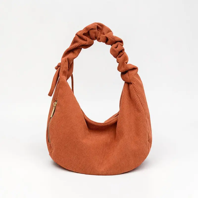 Sac Hobo en Velours Côtelé