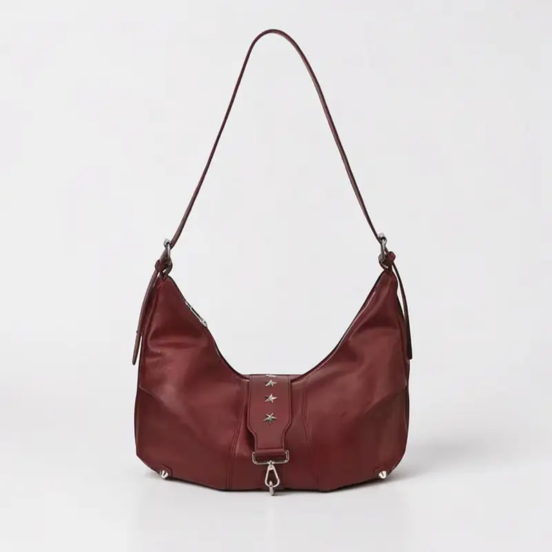 Sac Hobo Vintage en Simili Cuir Bordeaux