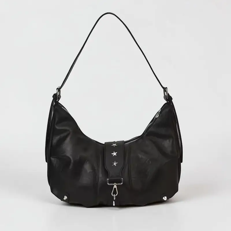 Sac Hobo Vintage en Simili Cuir Noir